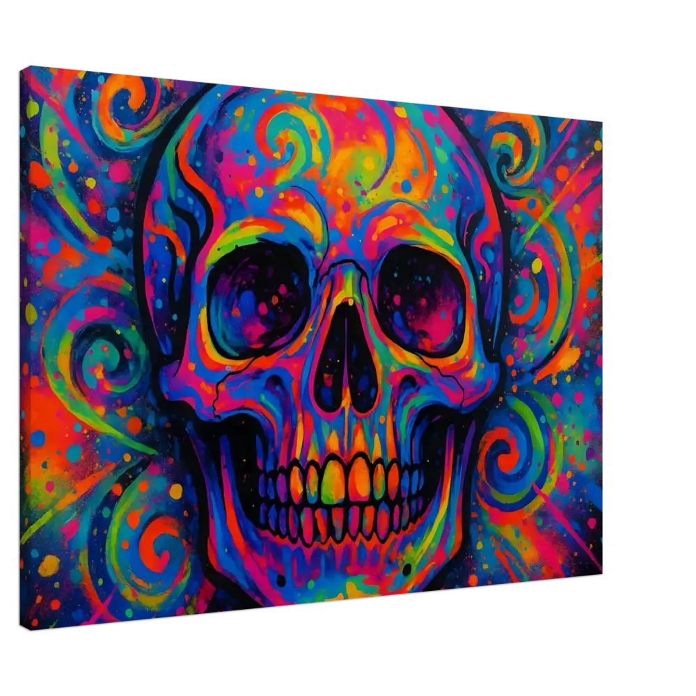 Colorful skull painting on Canvas Psychedelic Skull Eruption by PixiOnyx Urban Canvas Dream