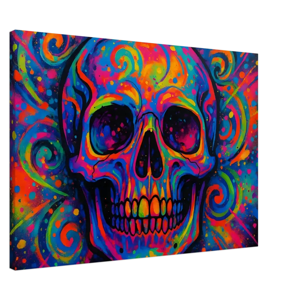 Colorful skull painting on Canvas Psychedelic Skull Eruption by PixiOnyx Urban Canvas Dream
