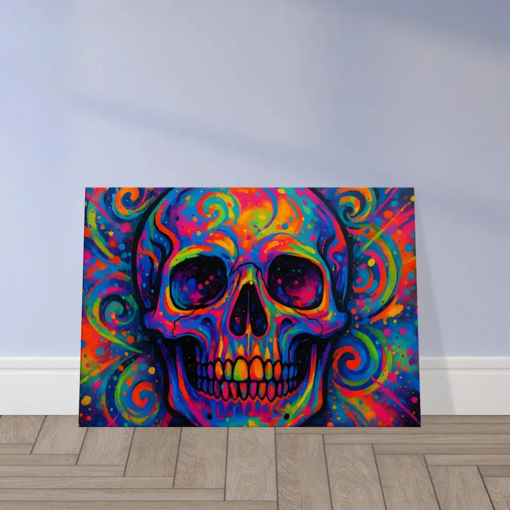 Colorful skull artwork on Canvas Psychedelic Skull Eruption by PixiOnyx Urban Canvas Dream