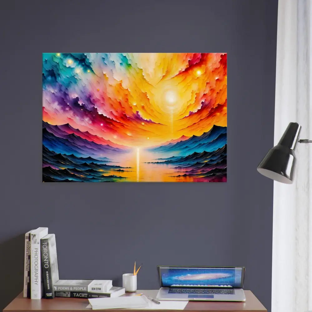 Vibrant abstract landscape painting Radiant Horizon by PixiOnyx Gallery Dreamscape