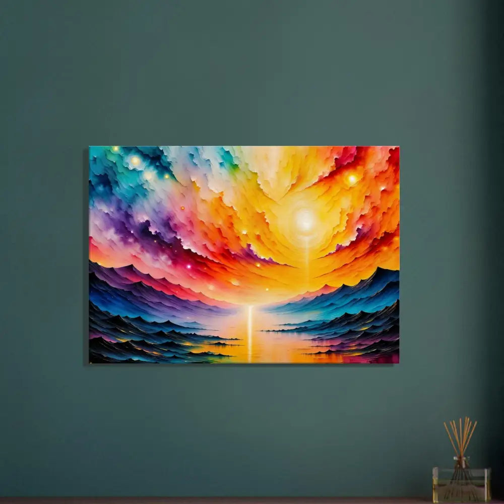 Vibrantly colored abstract landscape painting on canvas in PixiOnyx Gallery Dreamscape Radiant Horizon