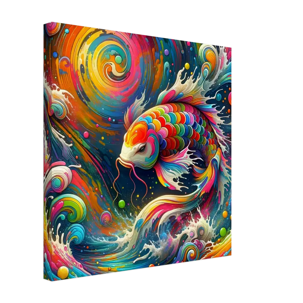 Colorful koi fish painting on Canvas Rainbow Koi by PixiOnyx Chromatic Waveform of Psychedelic Nature