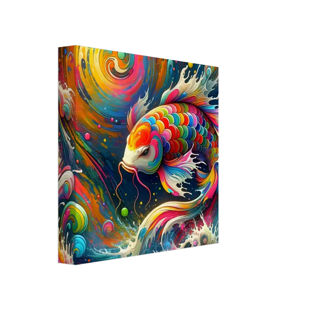 Colorful koi fish painting on Canvas Rainbow Koi by PixiOnyx Chromatic Waveform