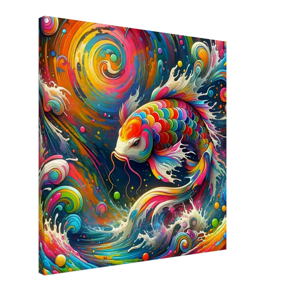 Colorful koi fish painting on Canvas Rainbow Koi by PixiOnyx Chromatic Waveform