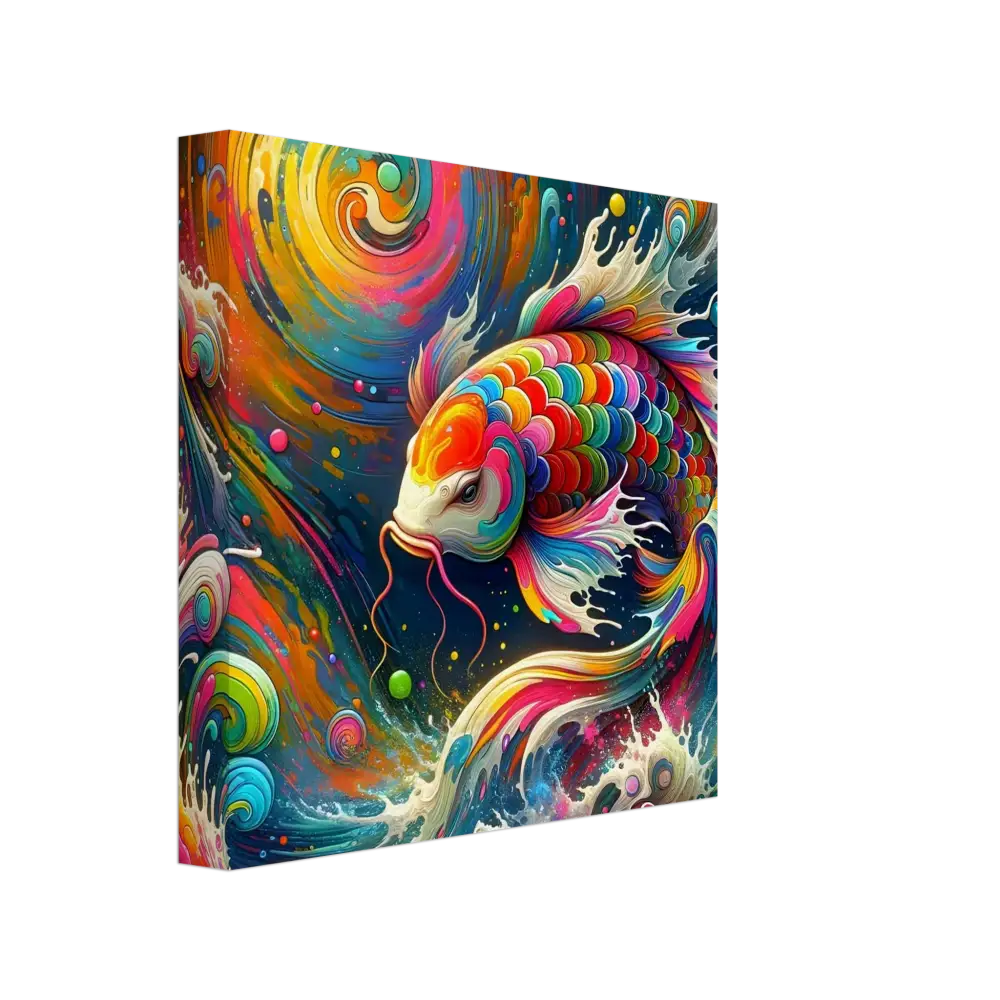 Colorful koi fish painting on the Canvas Rainbow Koi PixiOnyx Chromatic Waveform of Psychedelic Nature