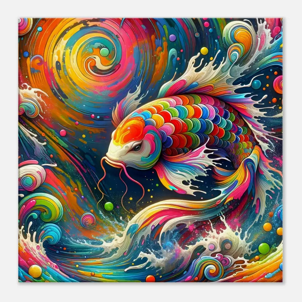 Colorful koi fish art on Canvas Rainbow Koi by PixiOnyx Chromatic Waveform