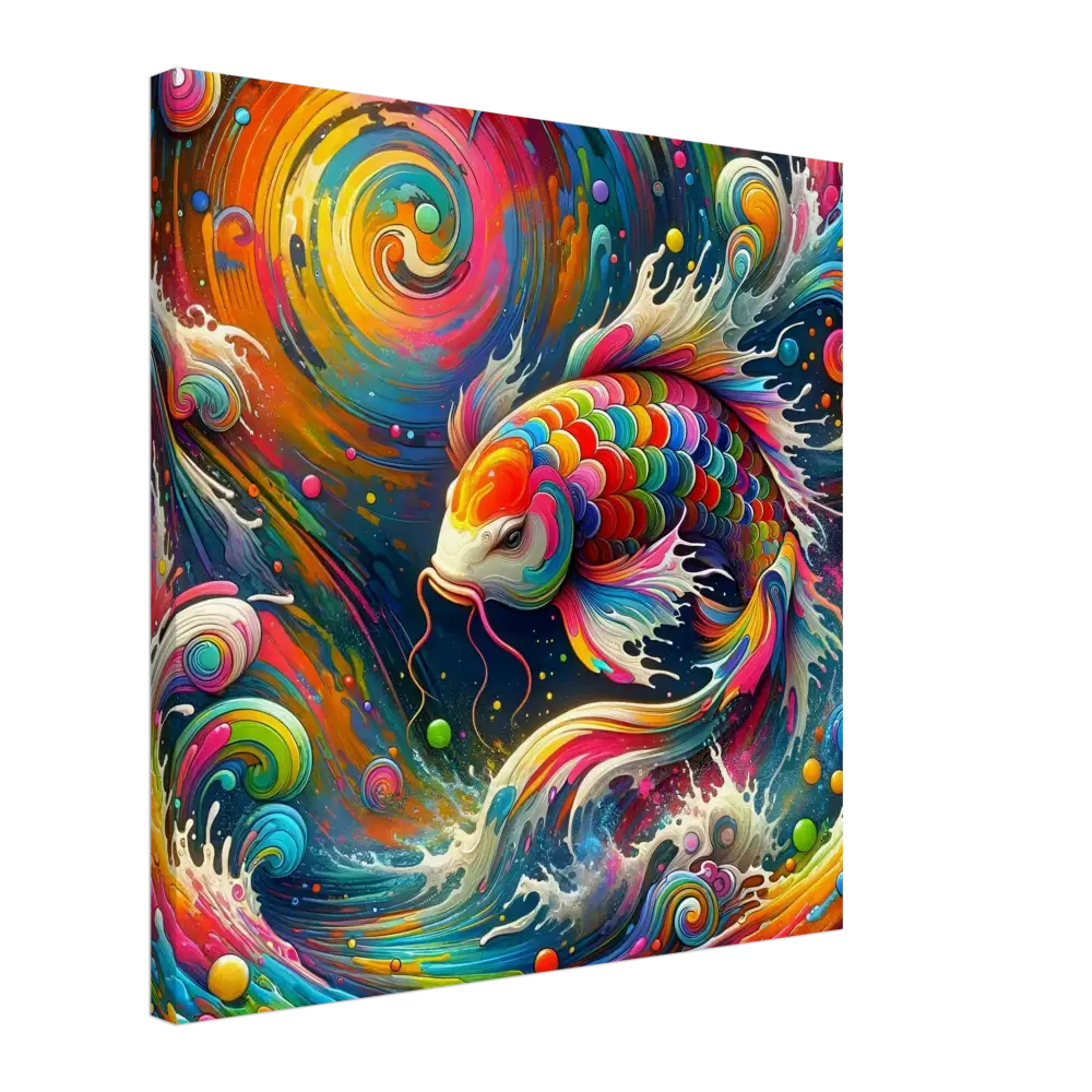 Colorful koi fish painting on Canvas Rainbow Koi PixiOnyx Chromatic Waveform