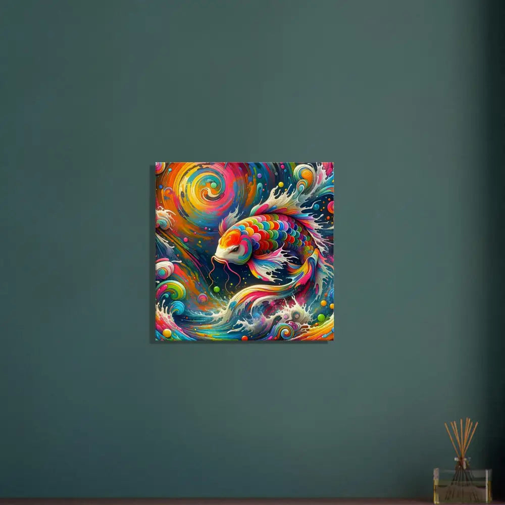 Colorful koi fish art on canvas for Rainbow Koi PixiOnyx Psychedelic Wall Decor