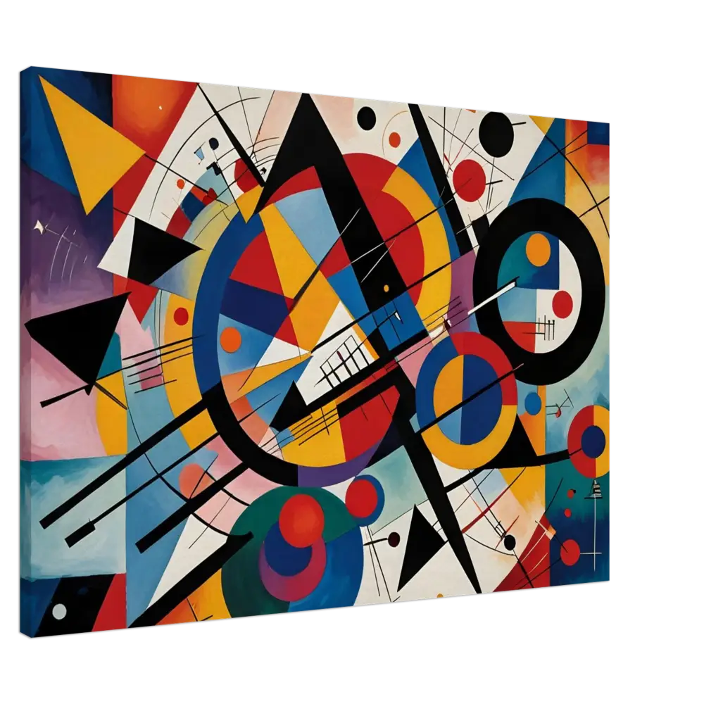 Abstract geometric painting displayed on Canvas Rhythmic Geometry PixiOnyx Abstract Artistry
