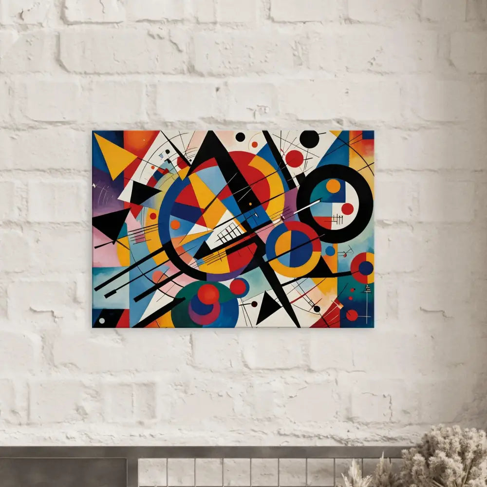 Abstract geometric painting on Canvas Rhythmic Geometry by PixiOnyx Abstract Artistry