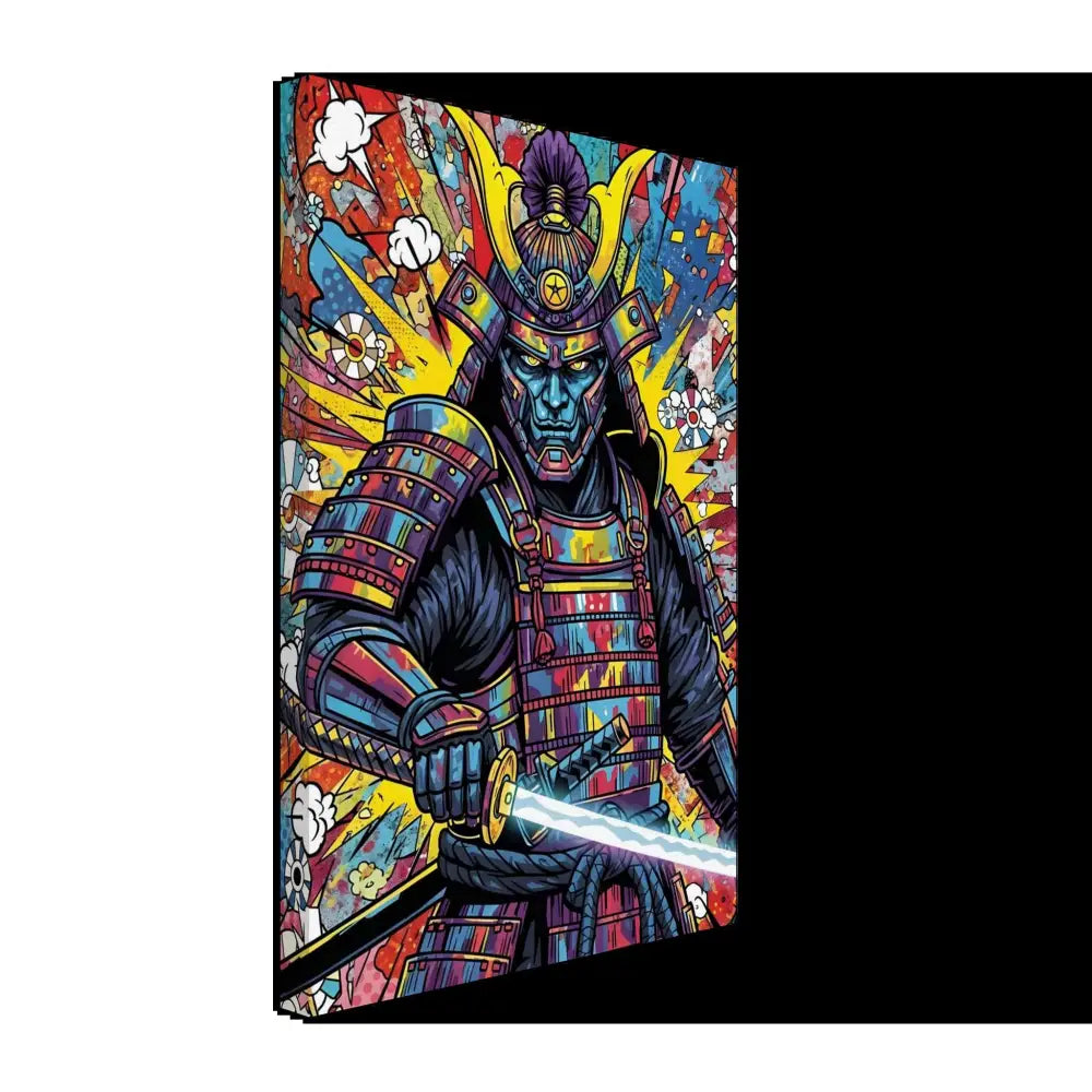 Colorful samurai warrior with glowing sword in Canvas Samurai Splash from PixiOnyx Boldline Gallery