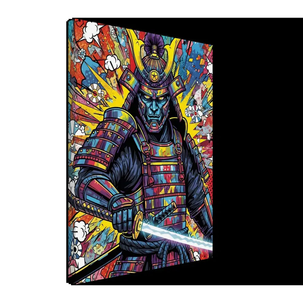 Vibrantly colored stylized samurai warrior with glowing sword in PixiOnyx Boldline Gallery