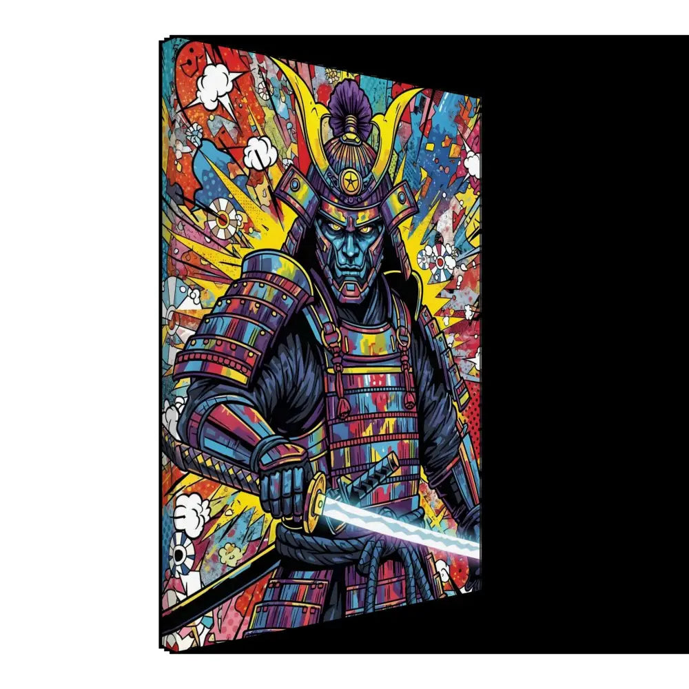 Vibrant samurai splash artwork with glowing katana in PixiOnyx Boldline Gallery series