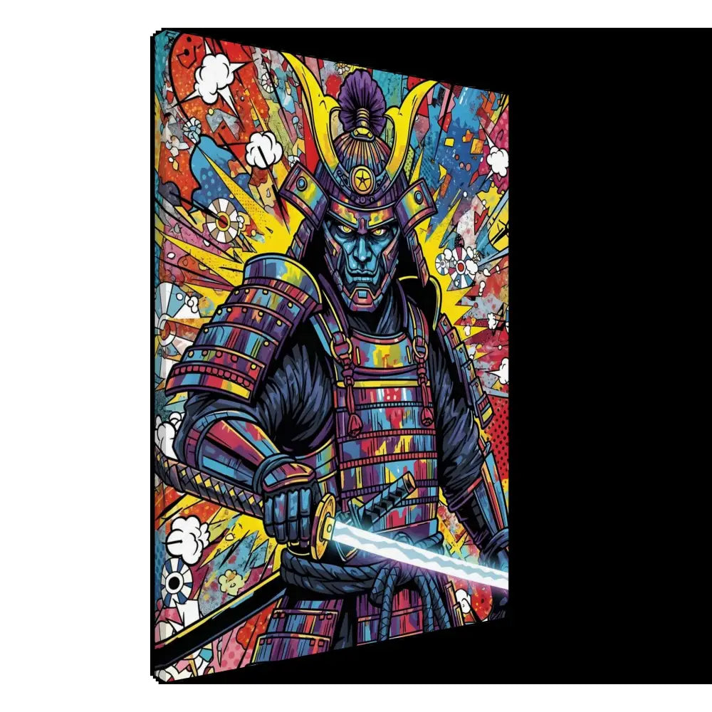 Colorful samurai splash warrior in armor holding glowing katana for PixiOnyx Boldline Gallery