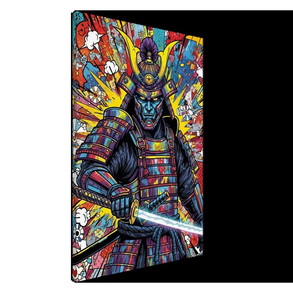 Vibrant Samurai Splash warrior in full armor with glowing katana - PixiOnyx Boldline Gallery