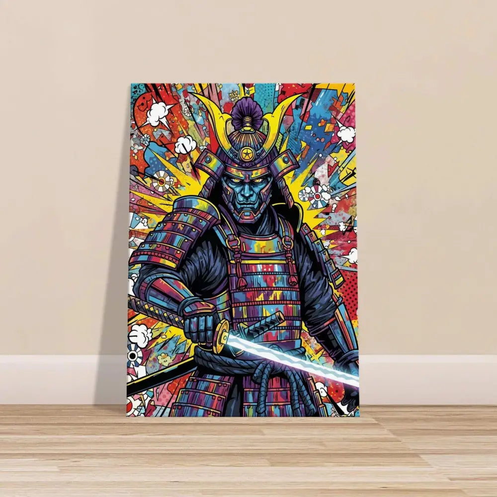 Vibrantly colored samurai splash print on canvas from PixiOnyx Boldline Gallery Series