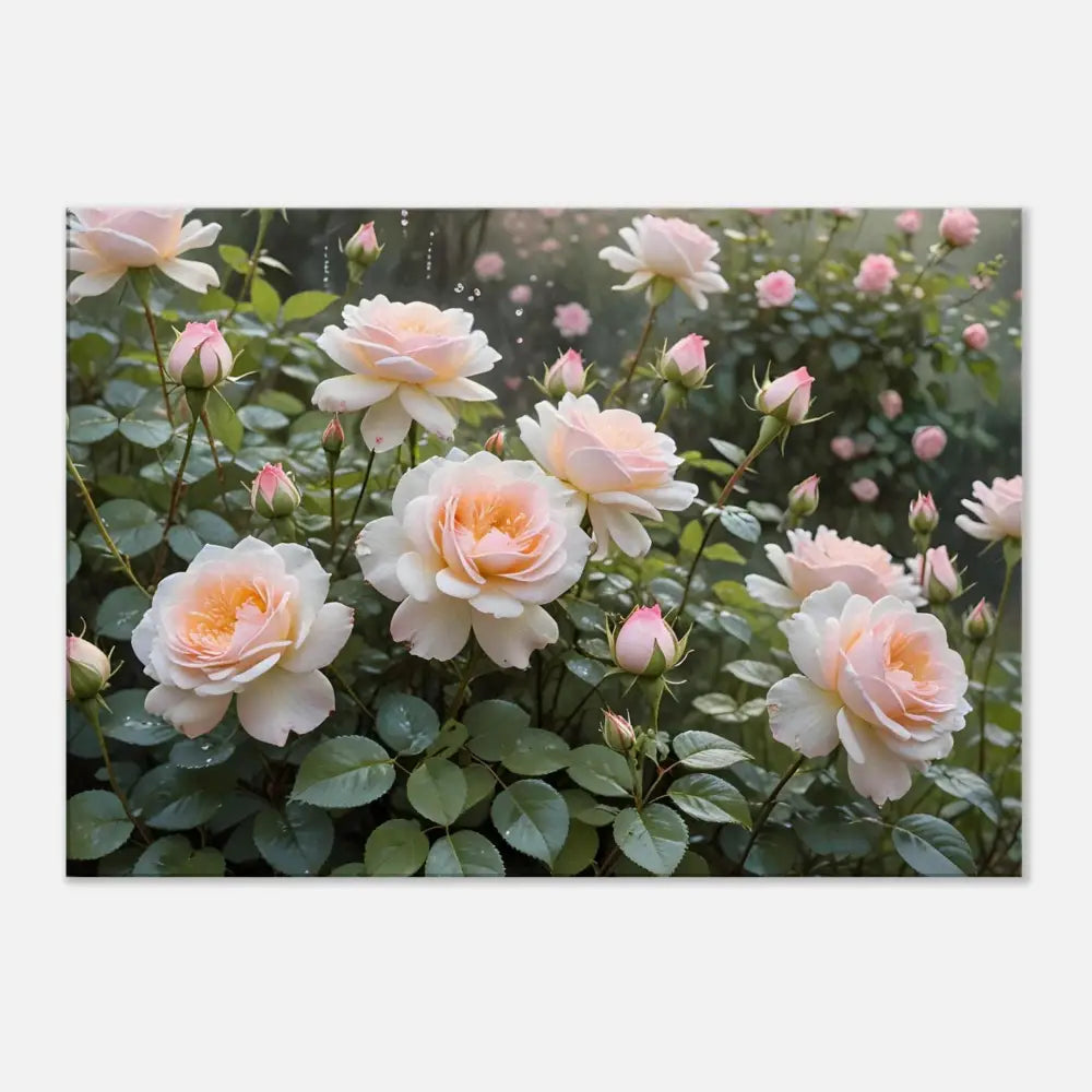 Peach-toned roses with green foliage on Canvas Soft Petal Symphony PixiOnyx Botanical Dreamscape