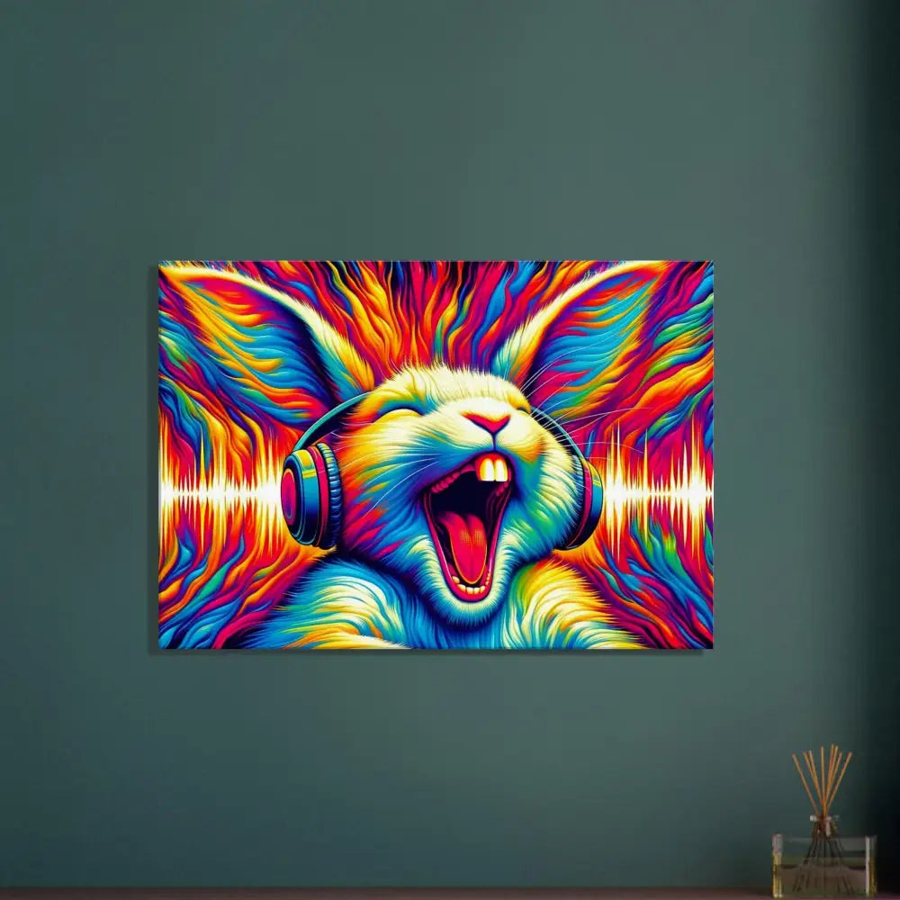 Colorful rabbit wearing headphones from PixiOnyx Canvas Sonic Scream Echo Series