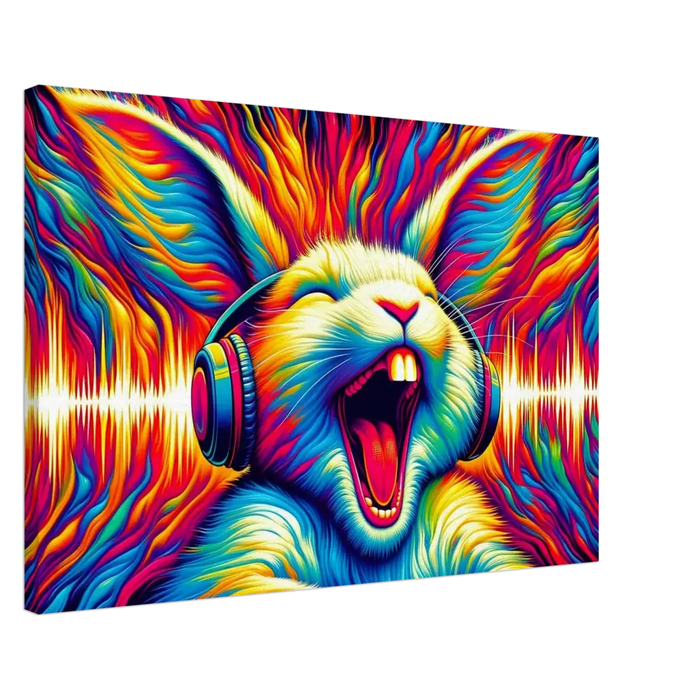 Colorful rabbit with headphones from Canvas Sonic Scream Psycho Cottontail Quartet PixiOnyx