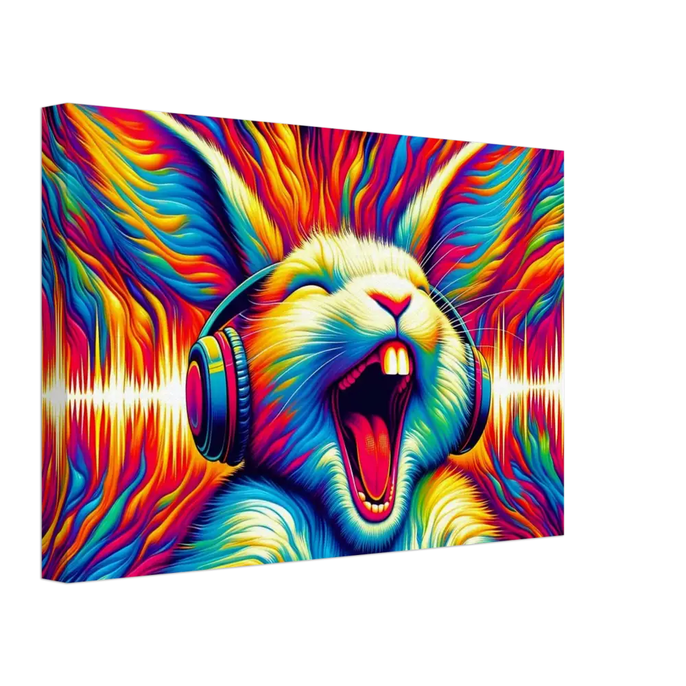 Colorful rabbit wearing headphones and singing from Canvas Sonic Scream PixiOnyx Textured Echo Series