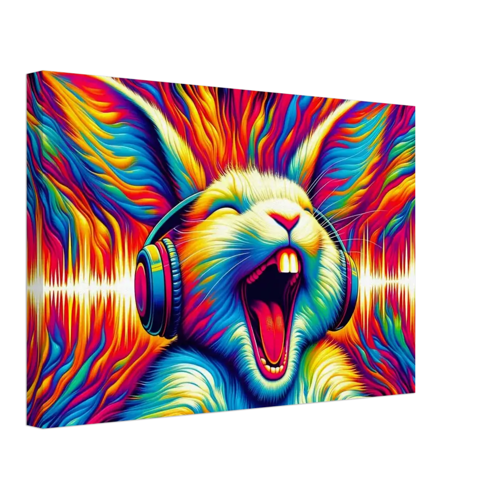 Colorful rabbit with headphones from Canvas Sonic Scream Psycho Cottontail Quartet PixiOnyx series