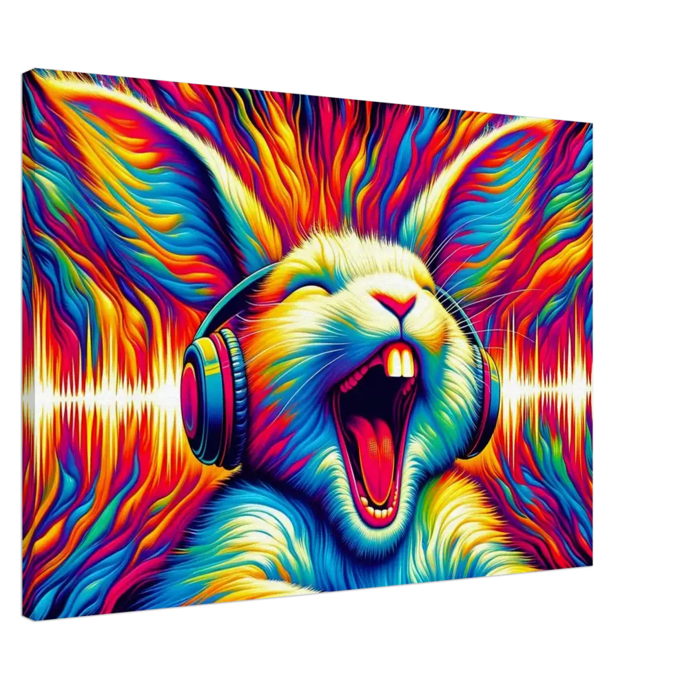 Colorful rabbit with headphones from Canvas Sonic Scream Psycho Cottontail Quartet PixiOnyx