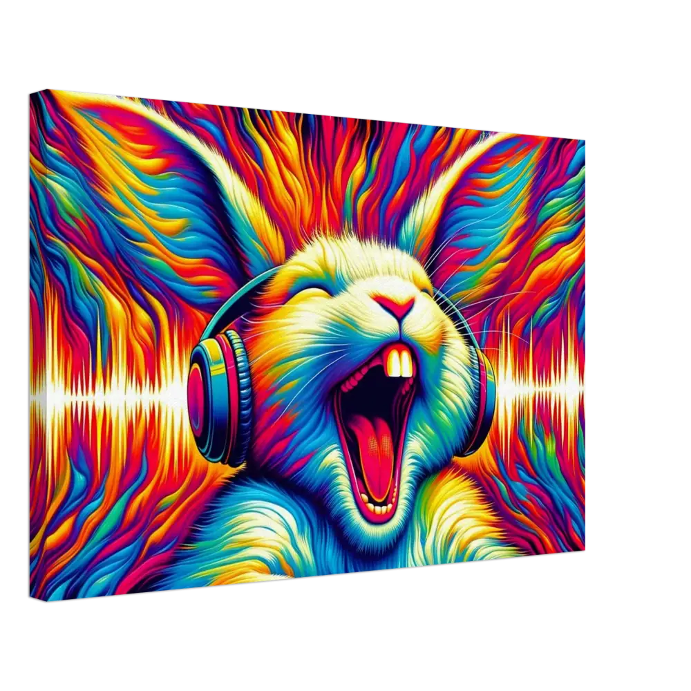 Colorful rabbit with headphones from Canvas Sonic Scream Psycho Cottontail Quartet PixiOnyx