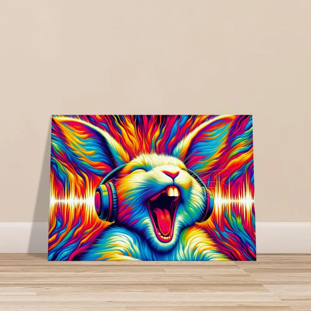 Colorful rabbit art wearing headphones from PixiOnyx Sonic Scream Textured Echo Series