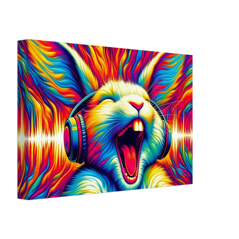 Colorful rabbit with headphones from Canvas Sonic Scream Psycho Cottontail Quartet PixiOnyx