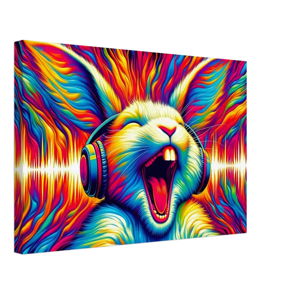 Colorful rabbit with headphones from Canvas Sonic Scream Psychedelic Cottontail series