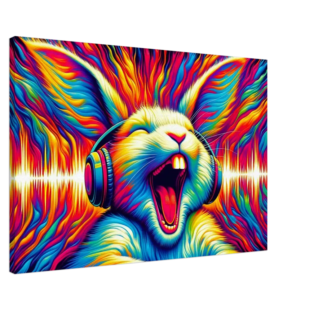 Colorful rabbit with headphones from Canvas Sonic Scream Psycho Cottontail Quartet PixiOnyx series