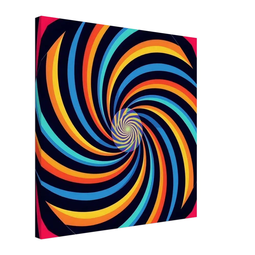 Colorful swirling vortex pattern on Canvas Spirograph Swirl by PixiOnyx Modern Geometry