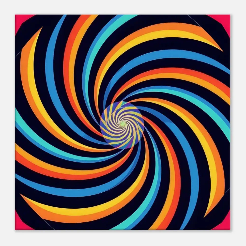 Colorful swirling vortex pattern on Canvas – Spirograph Swirl by PixiOnyx Modern Geometry
