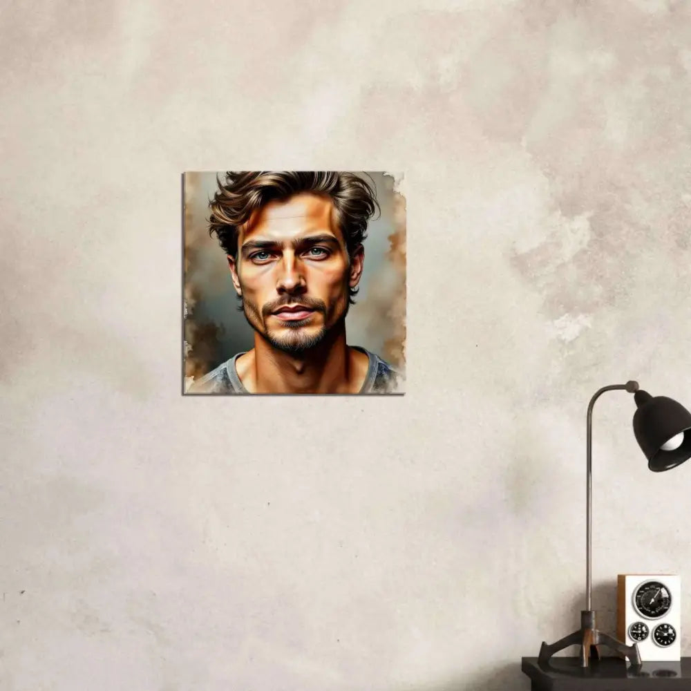 Portrait of a handsome man with dark wavy hair in Stormworn Resolve PixiOnyx Studio Texture Series