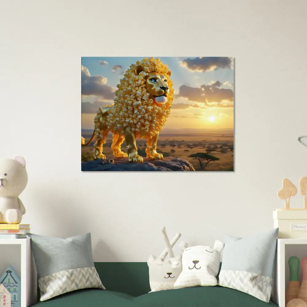 Golden lion canvas art from PixiOnyx Whimsical Wilderness collection