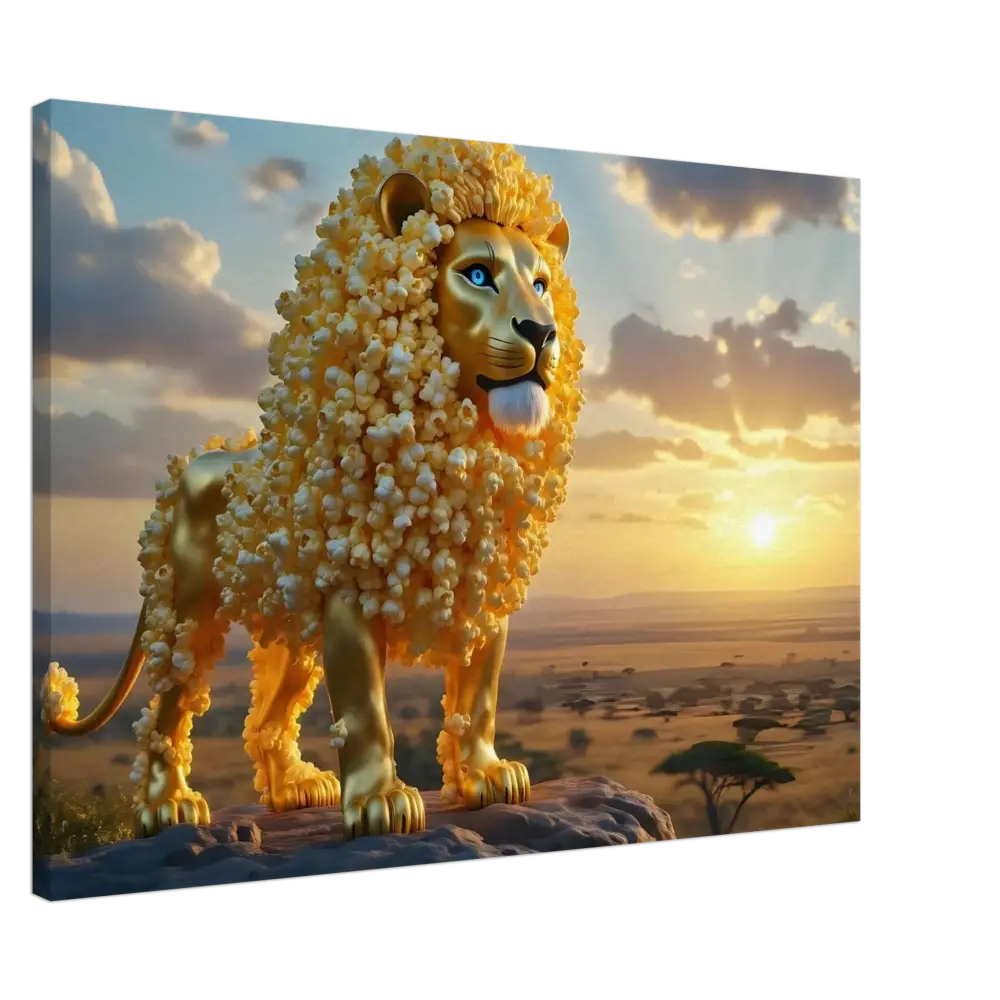 Golden lion with a popcorn mane from Canvas The Golden Kernel King by PixiOnyx