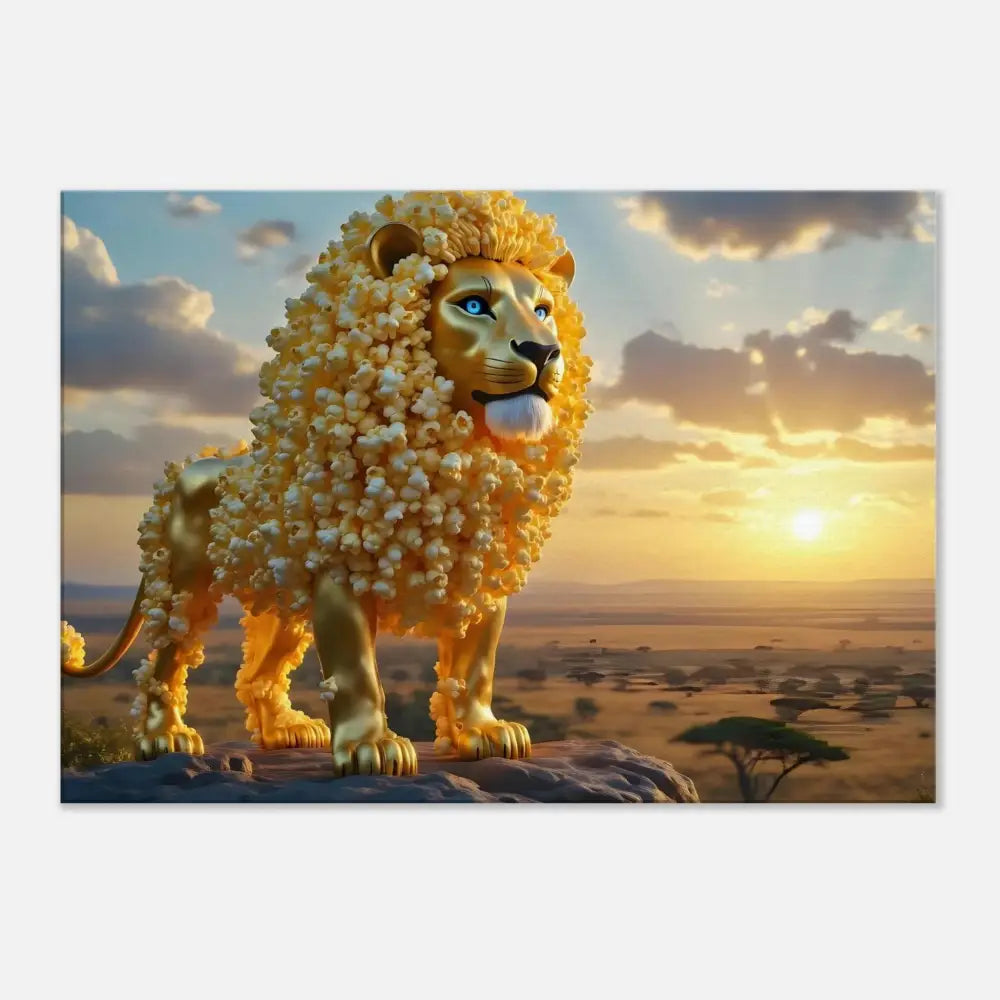 Golden lion with popcorn mane from Canvas The Golden Kernel King by PixiOnyx Whimsical Wilderness