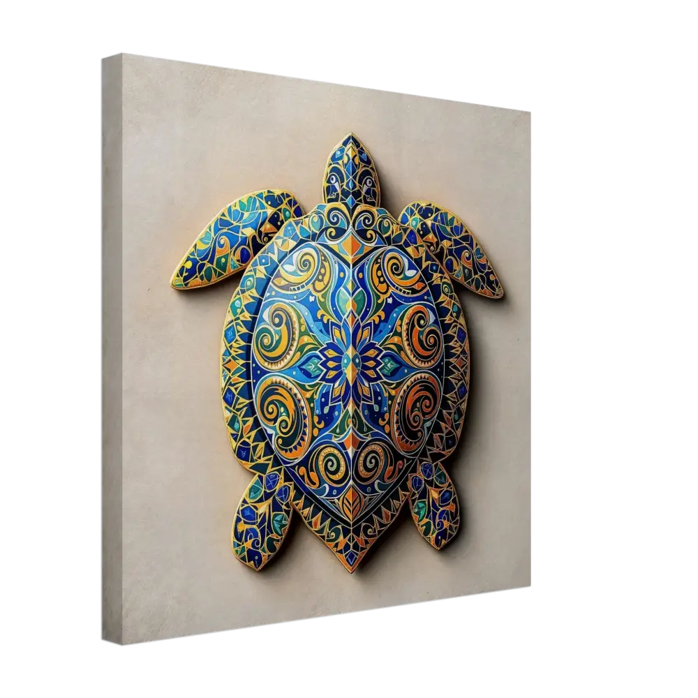 Ornate turtle wall art featuring kaleidoscopic shell patterns on Canvas Turtle Sigil artwork