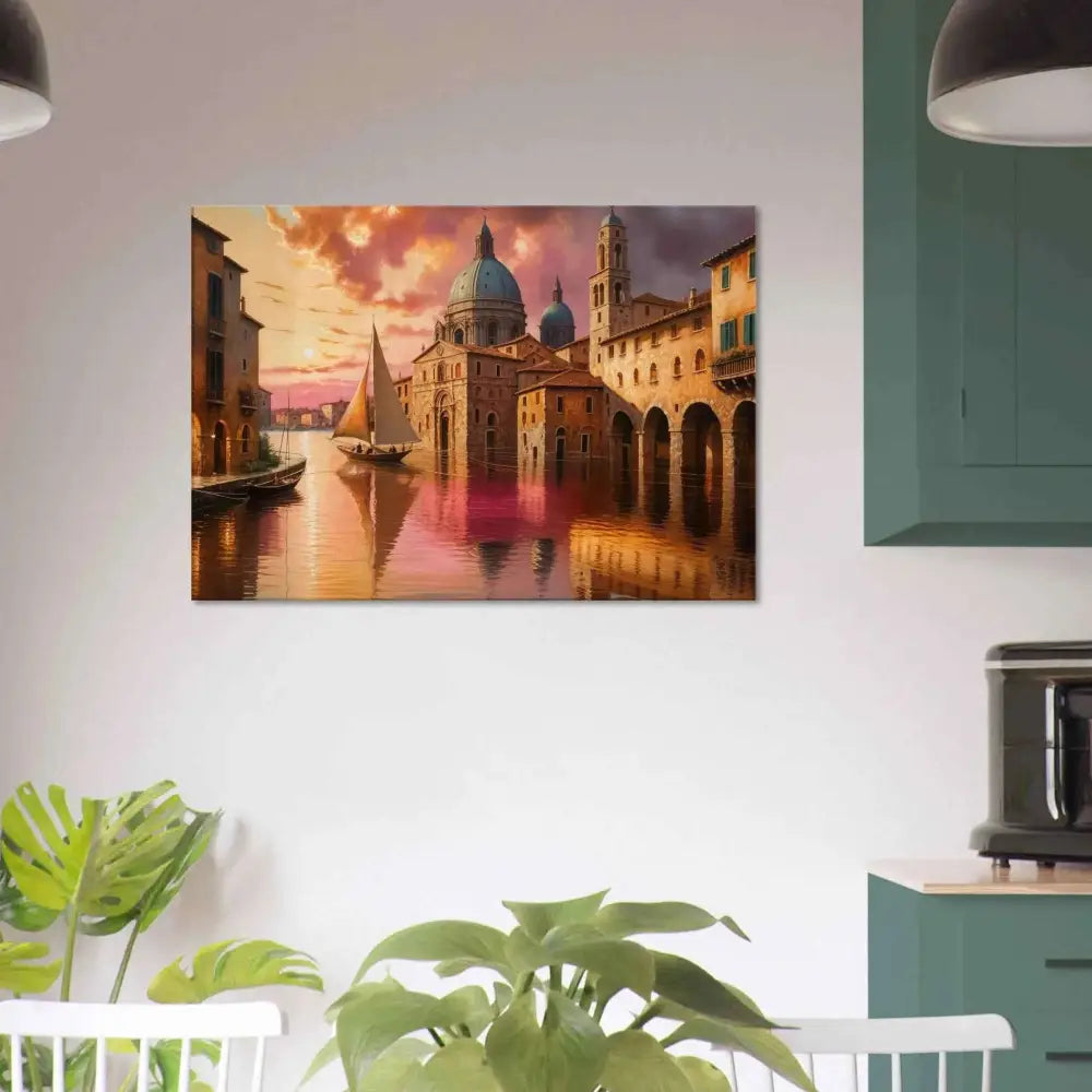 Venetian Reverie canvas print of European canal city at sunset on artist-grade cotton canvas