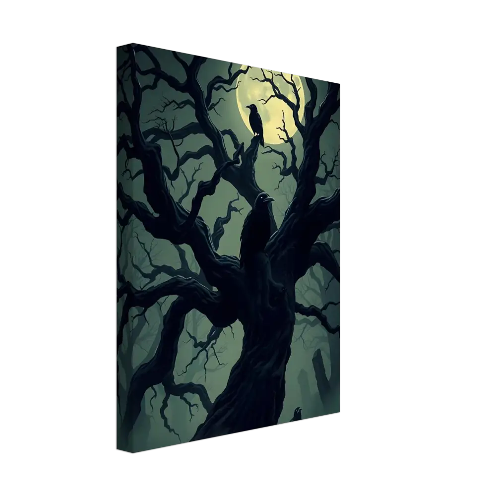 Eerie tree with perched ravens from Canvas Watcher of the Crooked Moon PixiOnyx Spectral Silence Edition