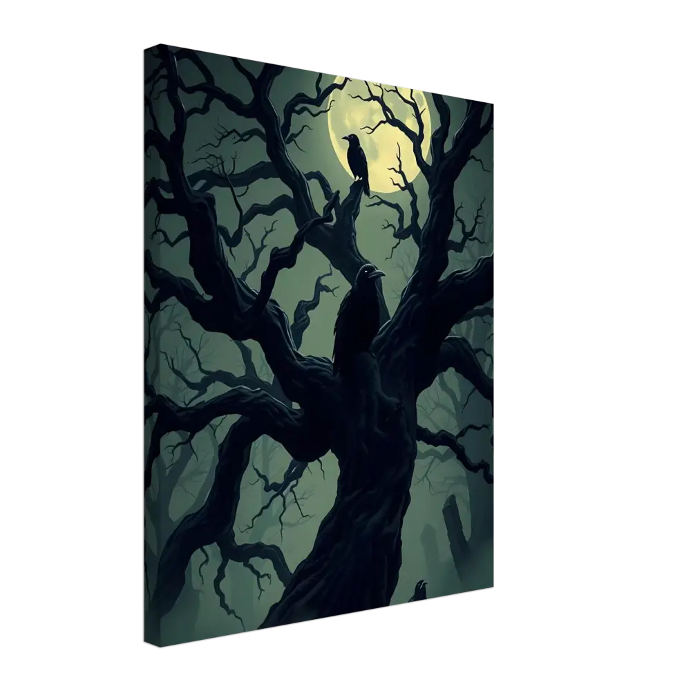 Spooky tree with perched crows for Canvas Watcher of the Crooked Moon PixiOnyx Spectral Silence Edition