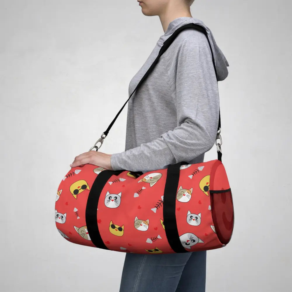 Cat Lover’s Duffel Bag Cute Animal Gym Pet Travel Tote Gifts for Owners Red Print Bags