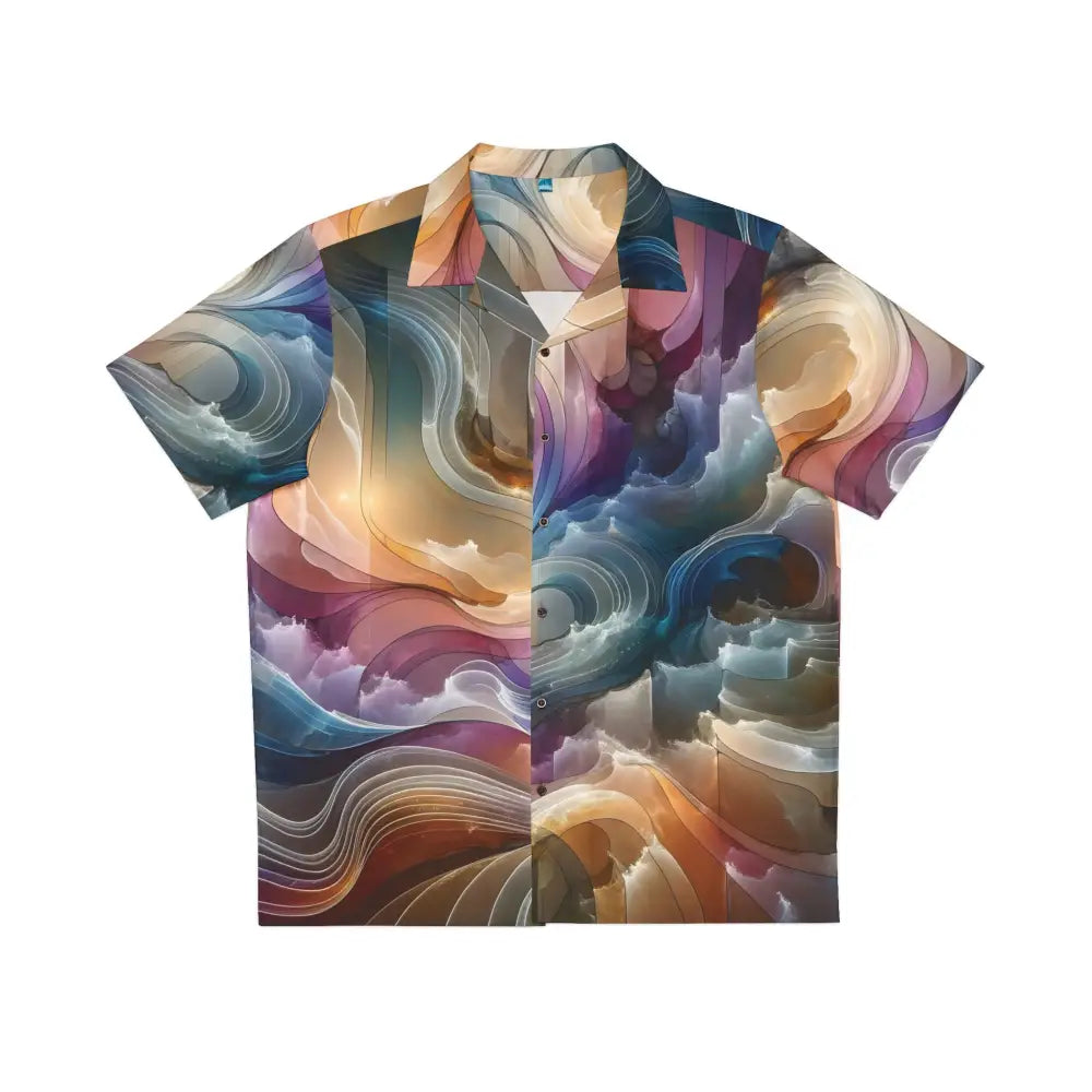 Abstract patterned short-sleeved Hawaiian shirt with psychedelic fluid print by PixiOnyx