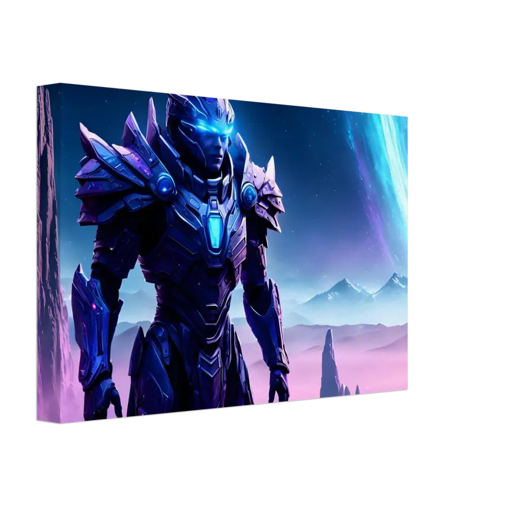 Futuristic armored warrior featured in Celestial Vanguard Canvas Battleborn Starlight wall art