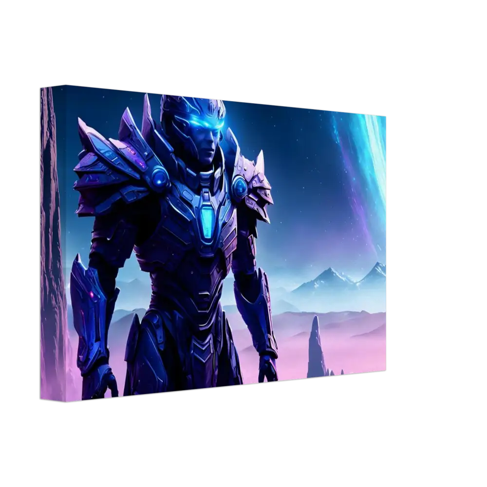 Futuristic armored warrior art from Celestial Vanguard Canvas Battleborn Starlight PixiOnyx Wall Art