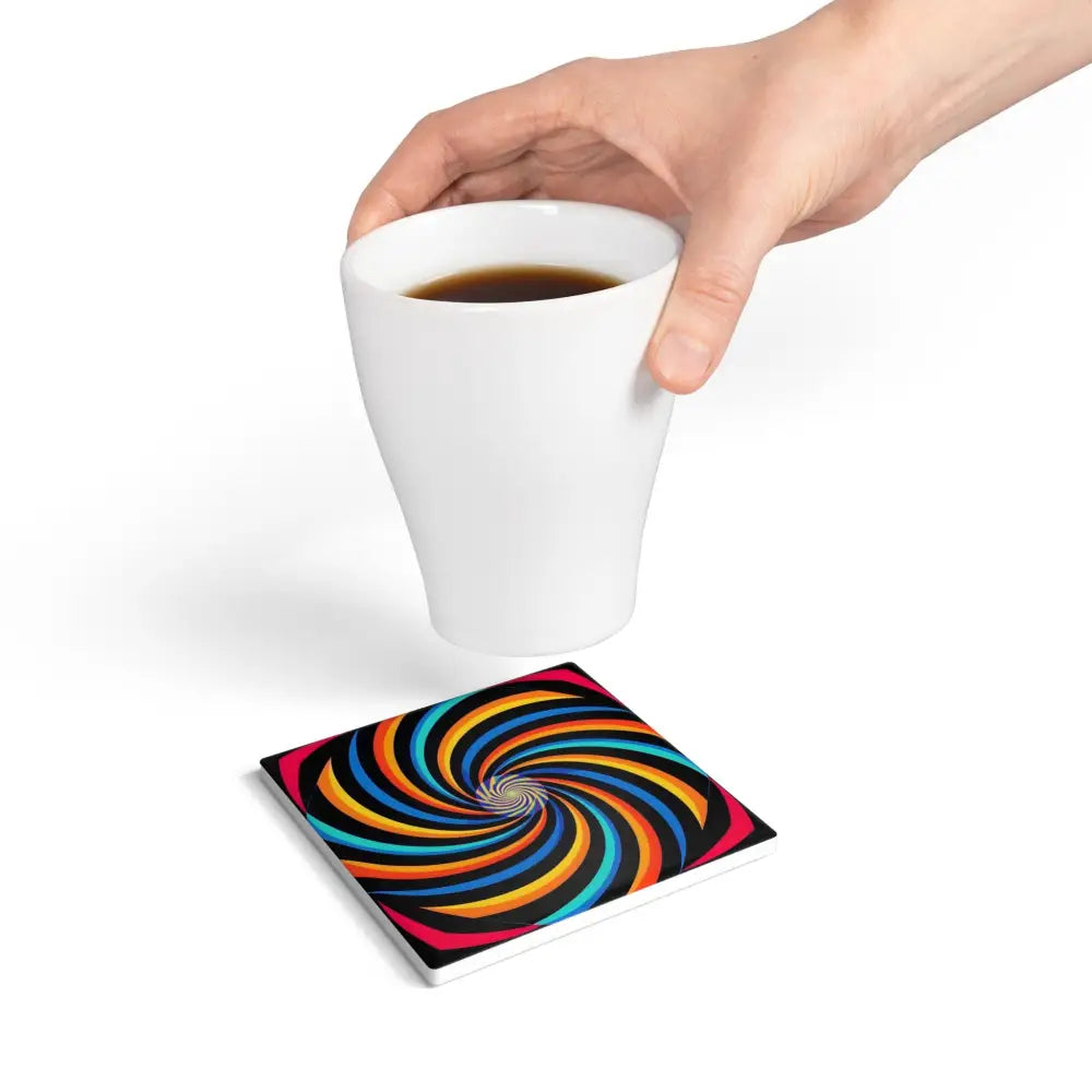 Colorful swirl ceramic coaster from PixiOnyx Spirograph Swirl Table Series