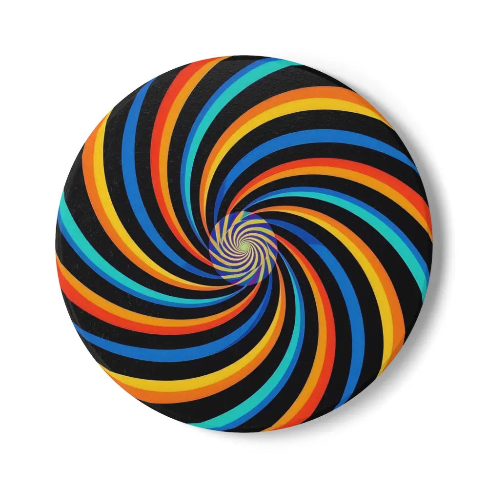 Colorful spiral patterned ceramic coaster from PixiOnyx Spirograph Swirl Series