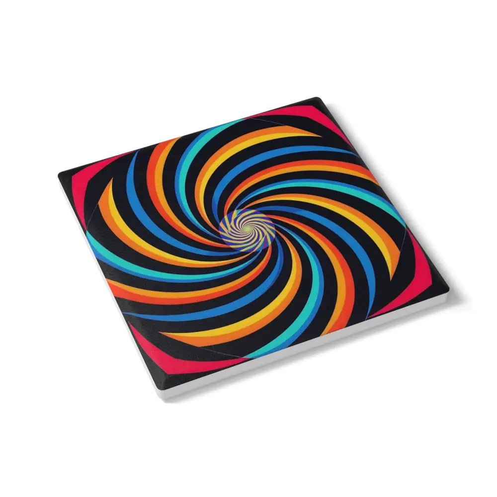 Square psychedelic spiral design on a Ceramic Coaster from PixiOnyx Spirograph Swirl series