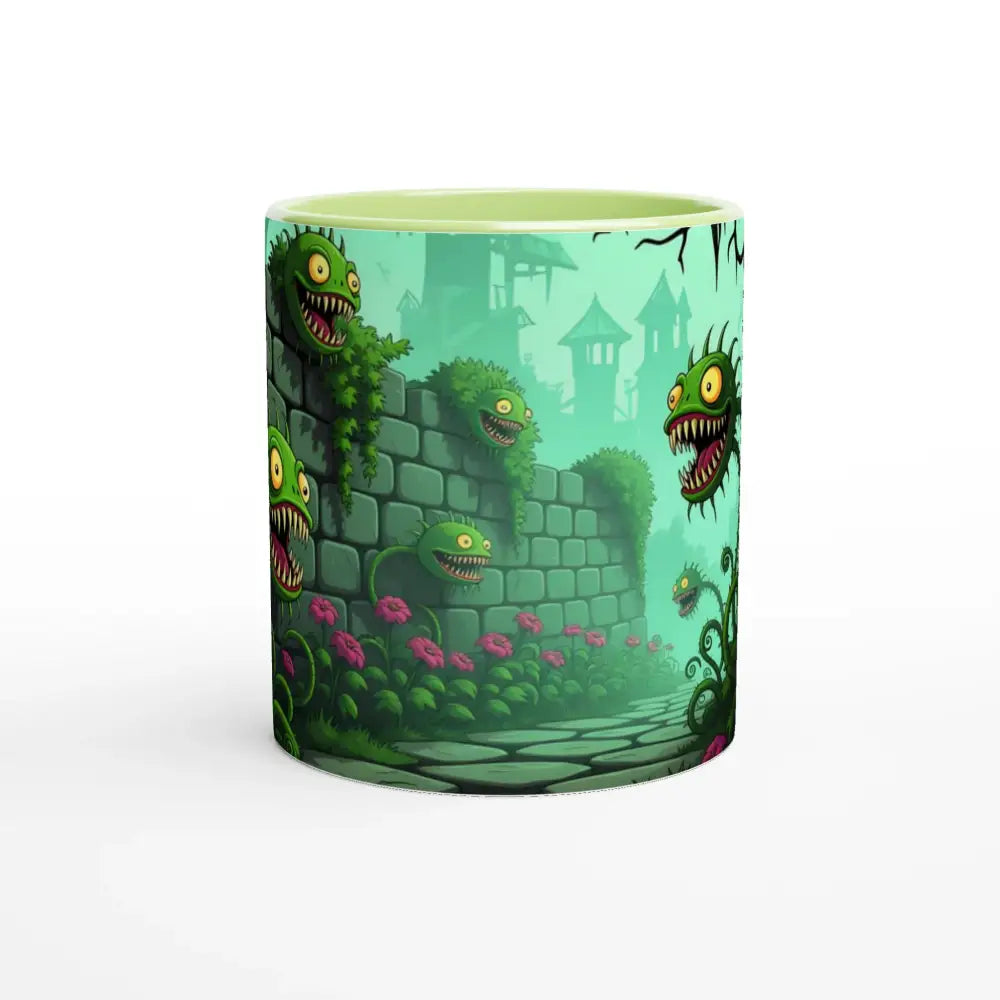 Monster-themed ceramic mug from Grinvine Grove PixiOnyx Surreal Fantasy Nature collection