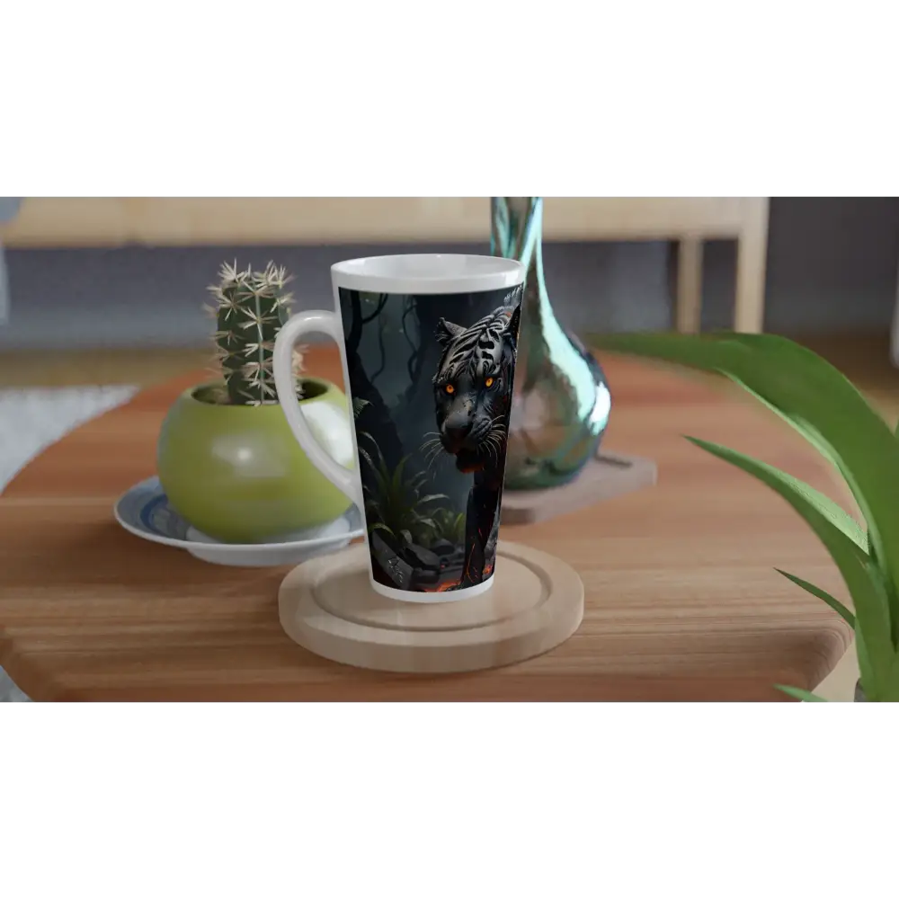 Black panther latte mug from PixiOnyx Ceramic Mug 17oz Molten Majesty collection